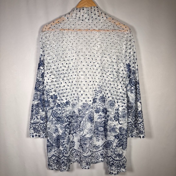 Sheer Kimono Womens 3X Swiss Dot Floral Summer Vacation Resortwear Polka Dot - Picture 2 of 8